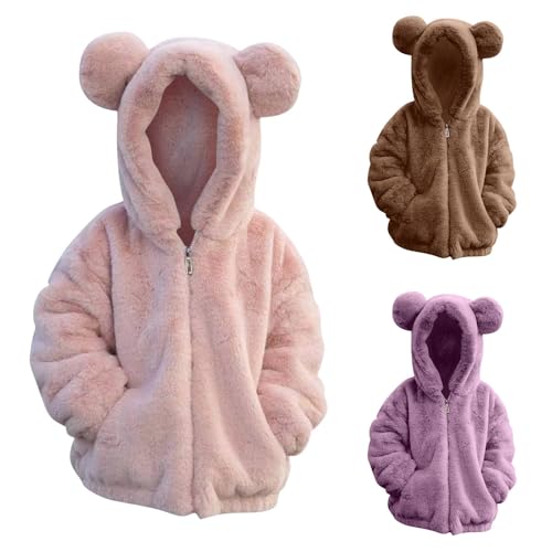 Baby Boy Flannel Kids Zip Up Fuzzy Fleece Jacket Teddy Coat Ultra Soft Bear Ears Hoodie Sweatshirt Toddler Winter Coat4