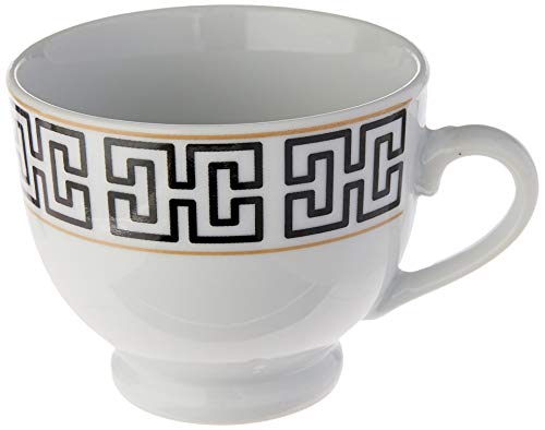 Cj 6 Xícaras P/chá C/pires De Porcelana Egypt 180ml Lyor Preto E Branco No Voltagev