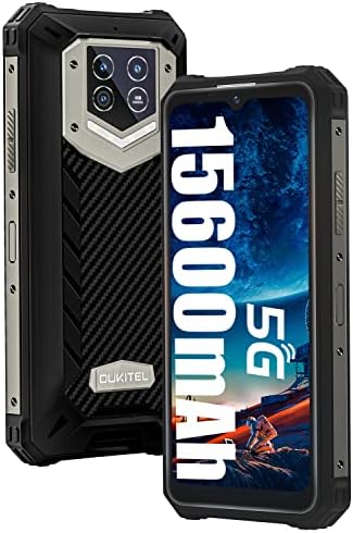 OUKITEL WP15 5G Rugged Smartphone Unlocked, 15600Mah Battery Android 11 Octa-core 8+128GB 6.52" HD Screen 48MP Triple Camera Waterproof Shockproof NFC Dual Sim Cell Phone Black (NOT Support AT&T)