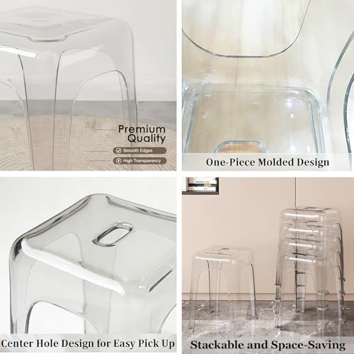 Set de 2 Butacos de Barra Acrílicos Transparentes GRIPITHPY, Modernos sin Respaldo, 18" de Alto, Azules miniatura 4
