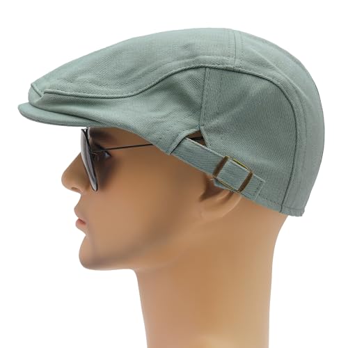 Image of ZLYC Men Cotton Flat Cap Summer Scally Ivy Gatsby Newsboy Beret Driver Cabbie Hunting Hat