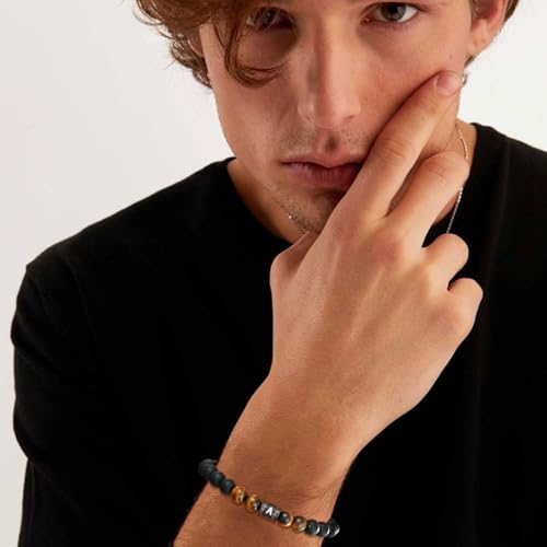 Pulsera Ajustable de Piedra Natural Ojo de Tigre para Hombre miniatura 6