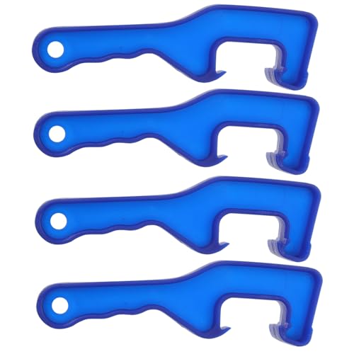 CIYODO 4 piezas Abridores de Tapas para Baldes Plásticos Herramienta Llave con Mango Antideslizante y Gancho para Aceite y Químicos Color Azul