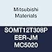 Mitsubishi Materials SOMT12T308PEER-JM MC5020 Coated Carbide Milling Insert, Class M, Round Honing, Square, 0.5" Thick, 0.031" Corner Radius (Pack of 10)