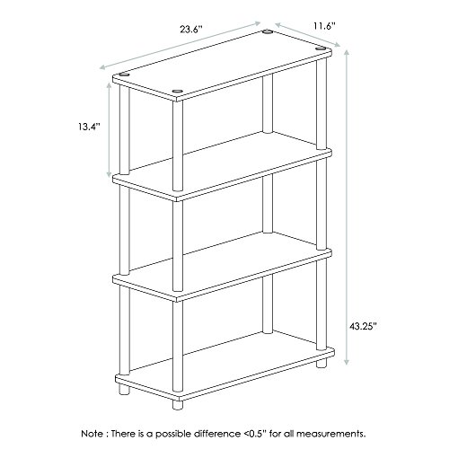 Furinno Turn-N-Tube 4-Tier Multipurpose Shelf Display Rack, Round Tubes, Dark Walnut #TOP1
