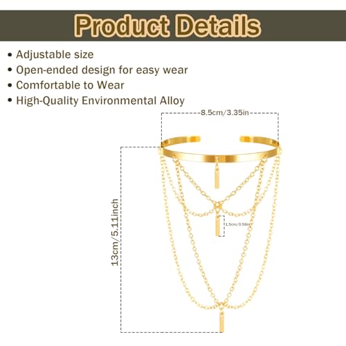 BROCC 8Pcs Gold Arm Cuff Jewelry for Women Upper Arm Cuff Bracelet Adjustable Open Armband Cuff Bracelet Set2