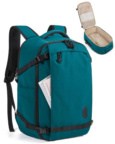 Image of BAGSMART Travel Backpack for Women, 15.6 Inch Carry On Bag, Fresh Ink Green | TSA approved personal item fit for flights. Water resistant weekender daypack ideal for travel, business, and daily use.