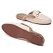 Minorsu Buckle Fur Mules for Women Slip on Loafers Closed Round Toe Backless Flat Mules Comfortable Slides Shoes (Beige, Adult, Women, 9, Numeric, US Footwear Size System, Medium)