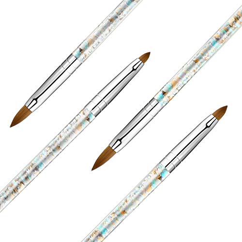 4 Pieces Nail Art Paint Brushes Kolinsky Sable Acrylic Nail Brushes Set Gel Painting Nail Brush with Glitter Handle for DIY Nail Art Home Salon Use