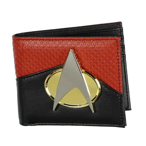 Star Trek The Next Generation Metal Command Badge Bi-Fold Wallet with ID Window Card Slots and Bill Sleeve