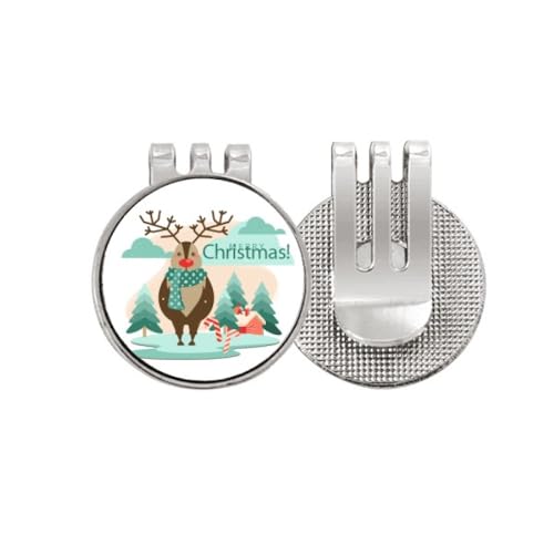 Marqueur de balle de golf avec clip de casquette magnétique motif renne de Noël émaillé