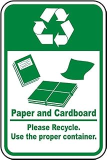 Paper & Cardboard Recycle Sign Facility Signs Conservation Metal Tin – 8 x 12 Inch for Home or Work