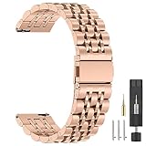 ZPJPPLX 18mm Quick Release Watch Band for Garmin Vivoactive 4S/Forerunner 255S/265S Music/Vivomove 3S/Venu 2S/Move 3S/Active S,Stainless Steel Metal Replacement Straps for Men Women,Rose Gold