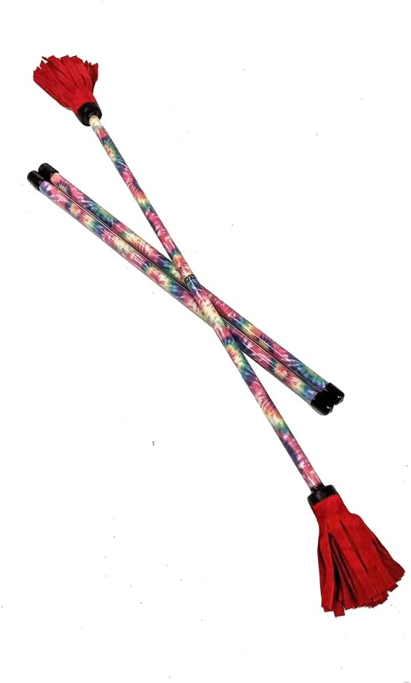 Juggling Flower Sticks - Professional Grade - Devil Sticks & 2 Hand Sticks - Suitable for All Levels - Hand Made & Ultra Sticky- Mosquito Size - Red Tie Dye