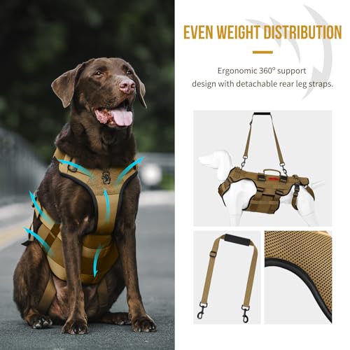 Image of OneTigris Dog Lift Harness for Large Dogs, Dog Hip Support Brace, Full Body Lifter with Handles Invictus Multifunctional Mobility Assistance Vest for Back Legs (Brown, M)