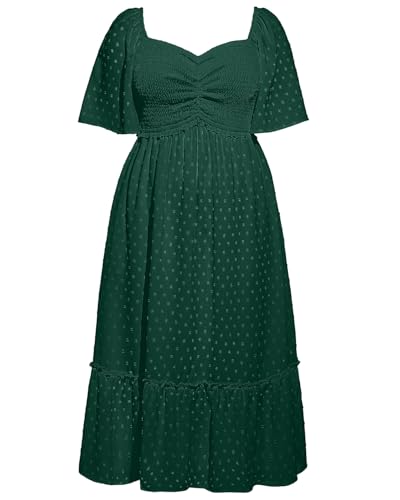 Image of Plus Size Summer Dresses - Maxi Casual Wedding Guest Graduation Easter Long Dress with Pockets