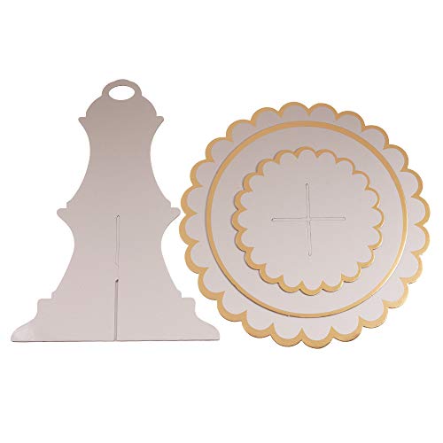 Yldw 3-Tier Cupcake Stand, Lace Trim Cake Stand Holder, Tiered Diy Cupcake Stand Tower For Dessert Table Displays, Birthday Theme Party Favors Decoration, Floral Tea Party, 12" W X 12.8" H, White #TOP7