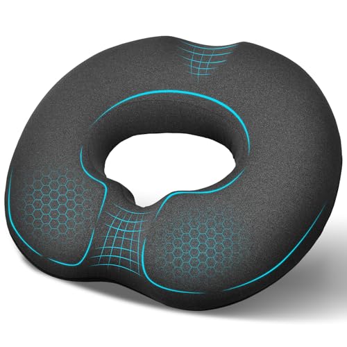 DmTown Donut Cushion for Hemorrhoids Comfortable Coccyx Cushion Donut Pillow Memory Foam Seat Cushion for Tailbone Pain Sciatica Pregnancy Postpartum & After Surgery Sitting (Men)