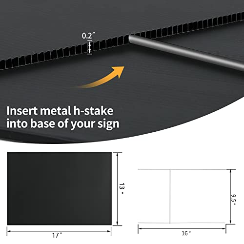 10 Pack 17X 13 Inches Black Blank Yard Signs - Waterproof Corrugated Plastic Signs, Blank Yard Signs With Stakes For Gardens, Parks, Warnings, Fairs, Commercials, Garage Sale Signs, Advertising #TOP1