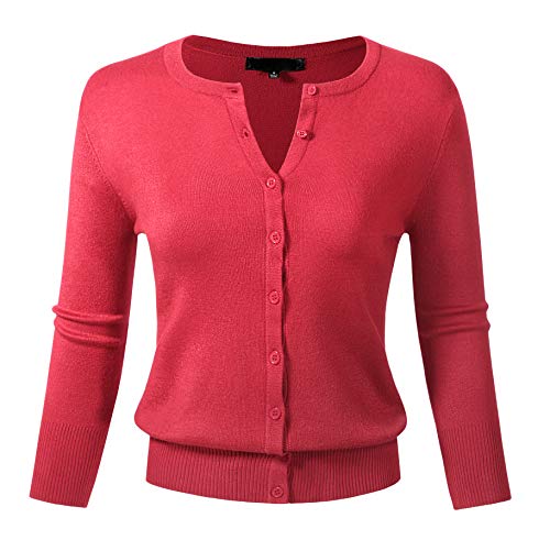 Image of Allsense Women's Long-Sleeve Crewneck Cardigan | Classic Button Down Sweater, Soft Fine Knit, Lightweight