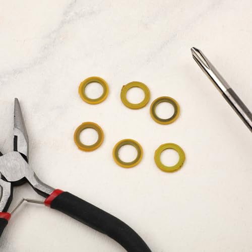 Image of PEUTIER 6pcs 26-830749 Gearcase Drain Plug Seal Washer Gaskets, Lower Unit Grease Gaskets Washer Drain Plug Seal Gearcase Lube Screw Compatible with Mercury Marine /Mercruiser, Yellow