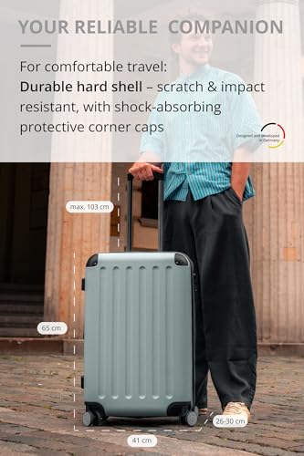 Image of HAUPTSTADTKOFFER - Spree - Hand Luggage On-Board Set of 3 Hard-Side Luggages Trolley Hardside Suitcase, TSA, (S, M & L), Silver, 65 cm, Suitcases