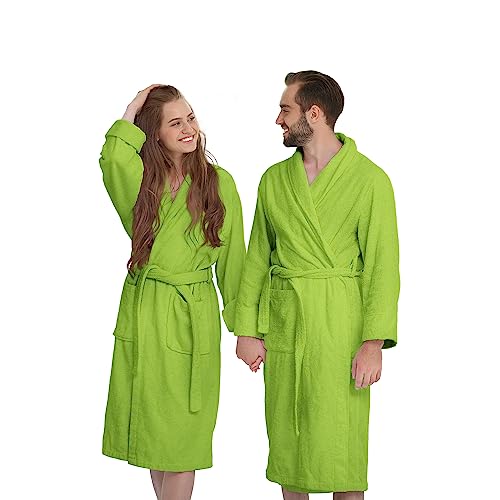 Banzaii Albornoz Para Hombre y Mujer 100% Algodón con Capucha – Bata de Baño Unisex XXL Verde