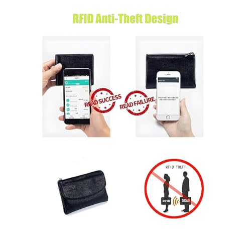 Precious Wallet for Women, Unisex Pebble Leather Wallet, Short Genuine Leather Coin Purse with RFID Zipper(Dark Green)3