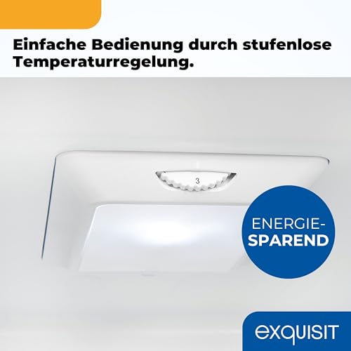 Exquisit Kühlschrank mit Gefrierfach | Kühl-Gefrierkombination freistehend 268 l, Wasserspender, 4-Sterne-Gefrierfach, LED, Inox-Look, 180 cm, 39 dB, Energieklasse E