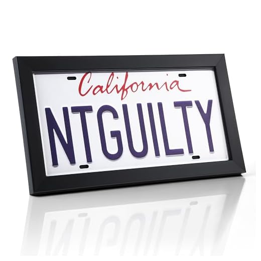23+ Creative Car Room Decor Ideas for Enthusiasts 6 Feekoon License Plate Wall Frame, 13.7" x 7.4" Modern Black Display Cover with 98% UV Protection Acrylic, Imitation Wood Polystyrene Frame Display Vehicle Tag with Hanger