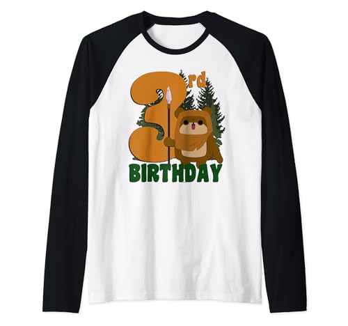 Cadeau Star Wars Ewok t-shirt anniversaire 3 ans raglan pour petit garçon