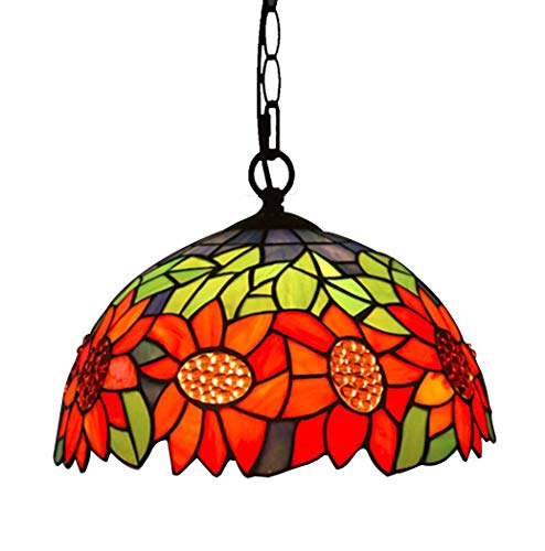 Art du vitrail luminaire suspendu fait main style tournesol 12" raffiné