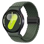Geflochtenes Armband Kompatibel mit Samsung Galaxy Watch 7 6 5 4 40mm 44mm/6 Classic 43mm 47mm/5 Pro 45mm No Gap Armband mit Magnet Galaxy Watch Band für Damen Herren(Dunkelgrün)