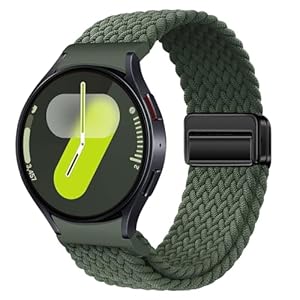 Geflochtenes Armband Kompatibel mit Samsung Galaxy Watch 7 6 5 4 40mm 44mm/6 Classic 43mm 47mm/5 Pro 45mm No Gap Armband mit Magnet Galaxy Watch Band für Damen Herren(Dunkelgrün)