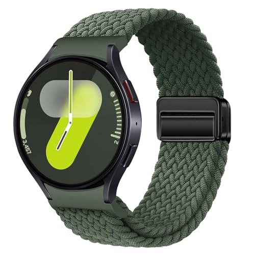 Geflochtenes Armband Kompatibel mit Samsung Galaxy Watch 7 6 5 4 40mm 44mm/6 Classic 43mm 47mm/5 Pro 45mm No Gap Armband mit Magnet Galaxy Watch Band für Damen Herren(Dunkelgrün)