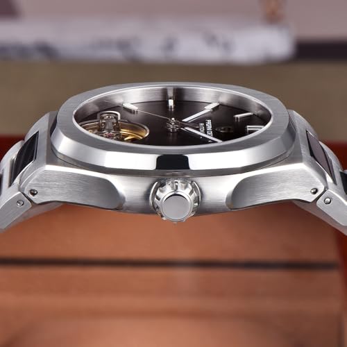 Image of RollsTimi Pagani Design Men's Watch, PD-YS025, Men's Automatic, Skeleton Tourbillon, Business Mechanical Movement, Sporty Sapphire Lens, Stainless Steel Bracelet, 42 mm Case