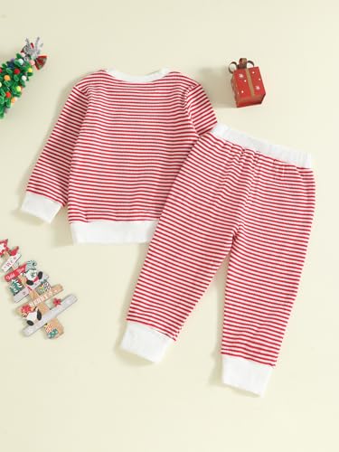 Noubeau Infant Toddler Baby Boy Halloween Outfit Pumpkin Patch Embroidery Stripe Long Sleeve Sweatshirt and Pants Set3