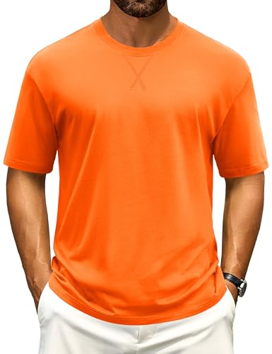 Cotrasen Men's T Shirts Cotton Drop Shoulder Short Sleeve Shirts for Men Casual Soft Comfort Loose Fit Mens Summer Tee Shirts