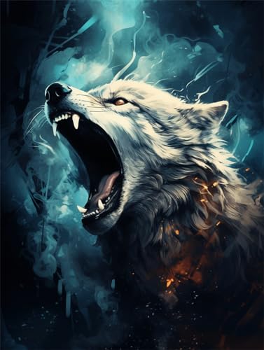 Kit de broderie de perles loup coloré COKYIS art mural 40x50cm