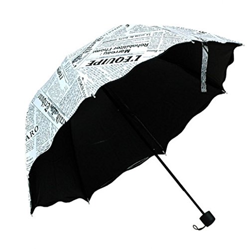 Squarex Noir et blanc Journal Imprimé Parasol Princesse dôme Parasol Soleil/pluie Parapluie