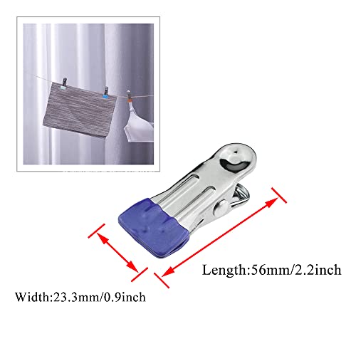 Image of Hahiyo Stainless Steel Clothespins Sock Clip Laundry 2.2inch Length with Spring Strong Grip Windproof Easy Pinch Hang Handy Save Space Not Damage Leave Pinch Mark for Clothesline Towel Purple 7PCS