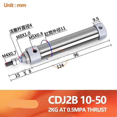 Cilindro neumático mini de doble efecto CDJ2B16 con vástago simple 3