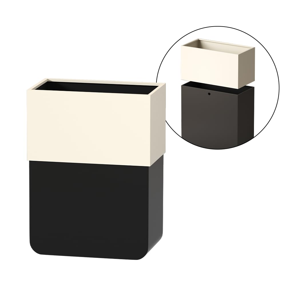 4 Gallon Bathroom Trash Can, Open Top, Metal Modern Kitchen Garbage Can, Square Slim Wastebasket for Office Bedroom Hotel Dressing Room Home (8L-B Small Backpack)