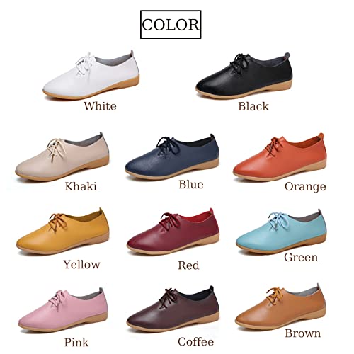 Women's Leather Lace Up Flats Pointed Loafers,Fashion Soft Bottom Low Lightweight Comfort Slip-On Business Formal Work Dress Walking Oxfords Sneakers4