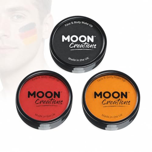 Moon Creations Face Paint Set | Red Black Yellow Colour Set | Germany Belgium World Cup 2026 Fan Accessory Football Water Based Paint
