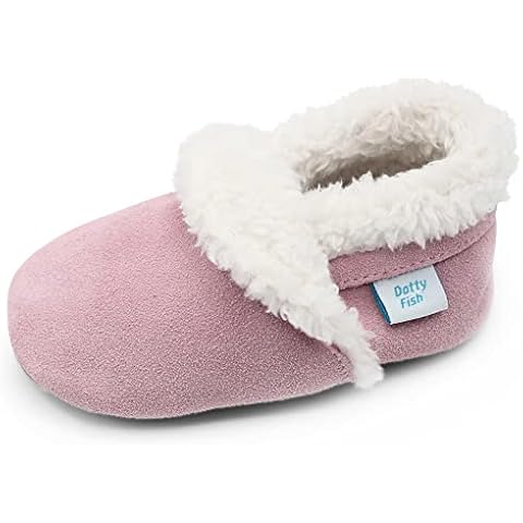 Dotty Fish Suede Baby Slippers for Girls Cover