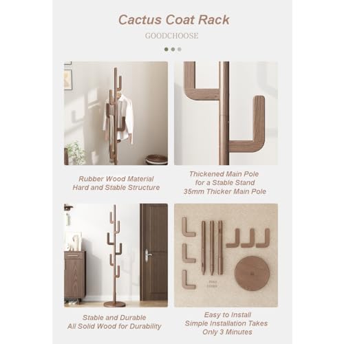 Perchero de madera de cactus de nogal decorativo para el dormitorio 4