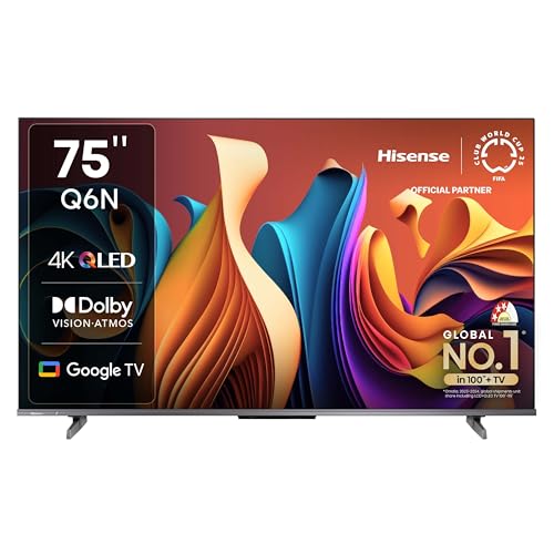 Image of Hisense 189 cm (75 inches) Q6N Series 4K Ultra HD Smart Google QLED TV (Grey)