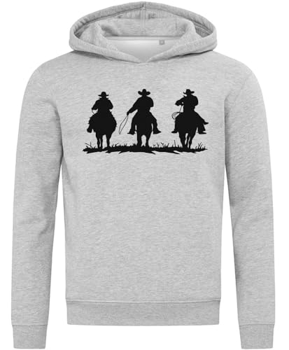 Sweat à capuche Cowboys Riding Horses gris sweat-shirt motif équestre casual