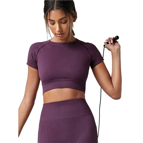 Top Yoga Femme Women Yoga Top Seamless Sport T Shirts Fitness Clothes Short Sleeve Gym Top Running Active Wear